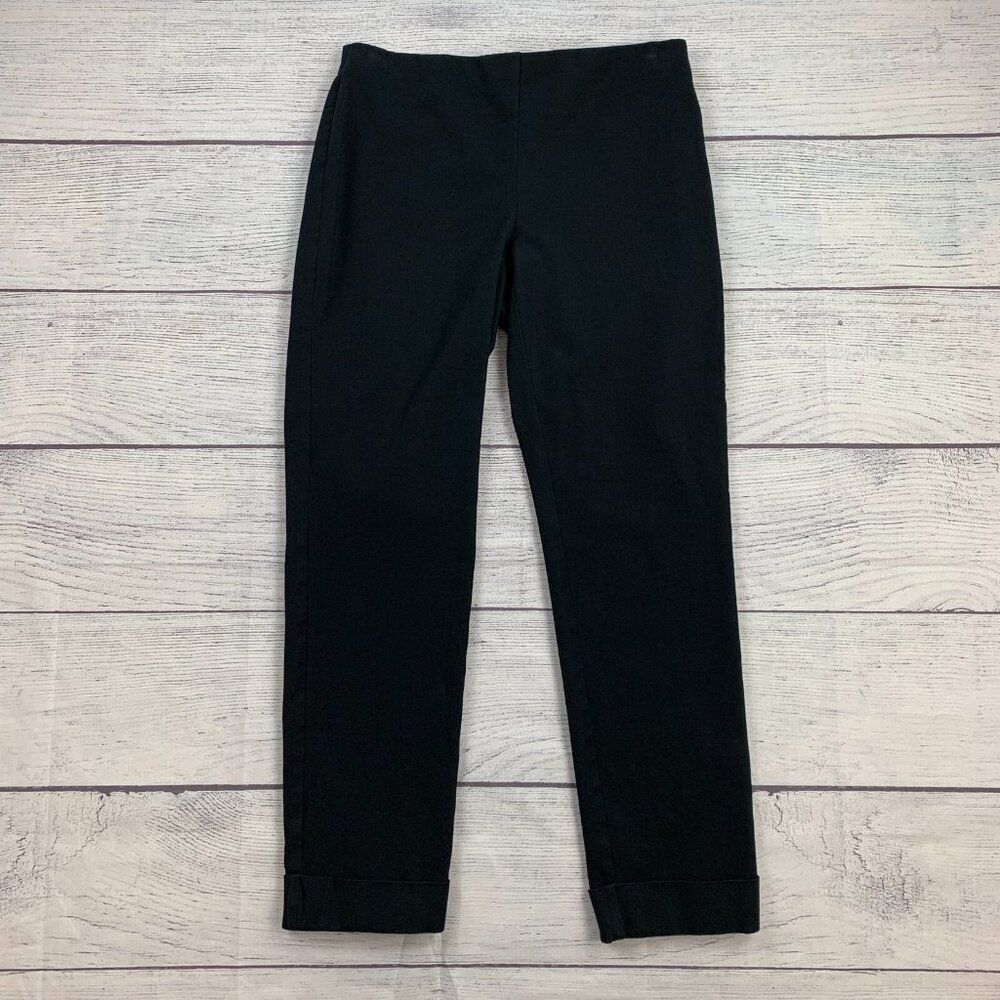 J. Jill sz 4 Pants Premium Bistretch Black Cropped Cuffed Pull on Inseam 26"